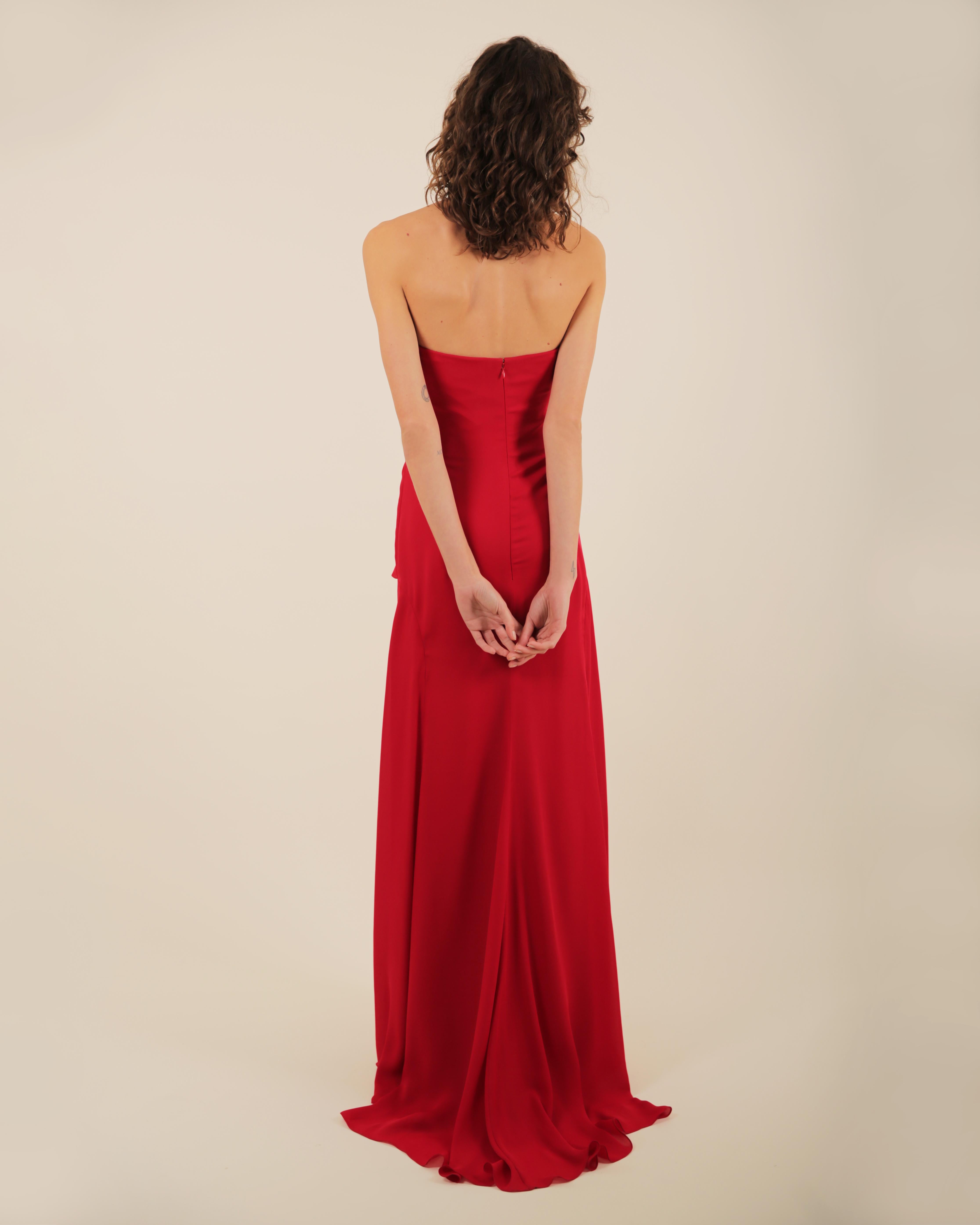 Ralph Lauren SS 2013 strapless bustier red sweetheart neck train silk gown dress 13