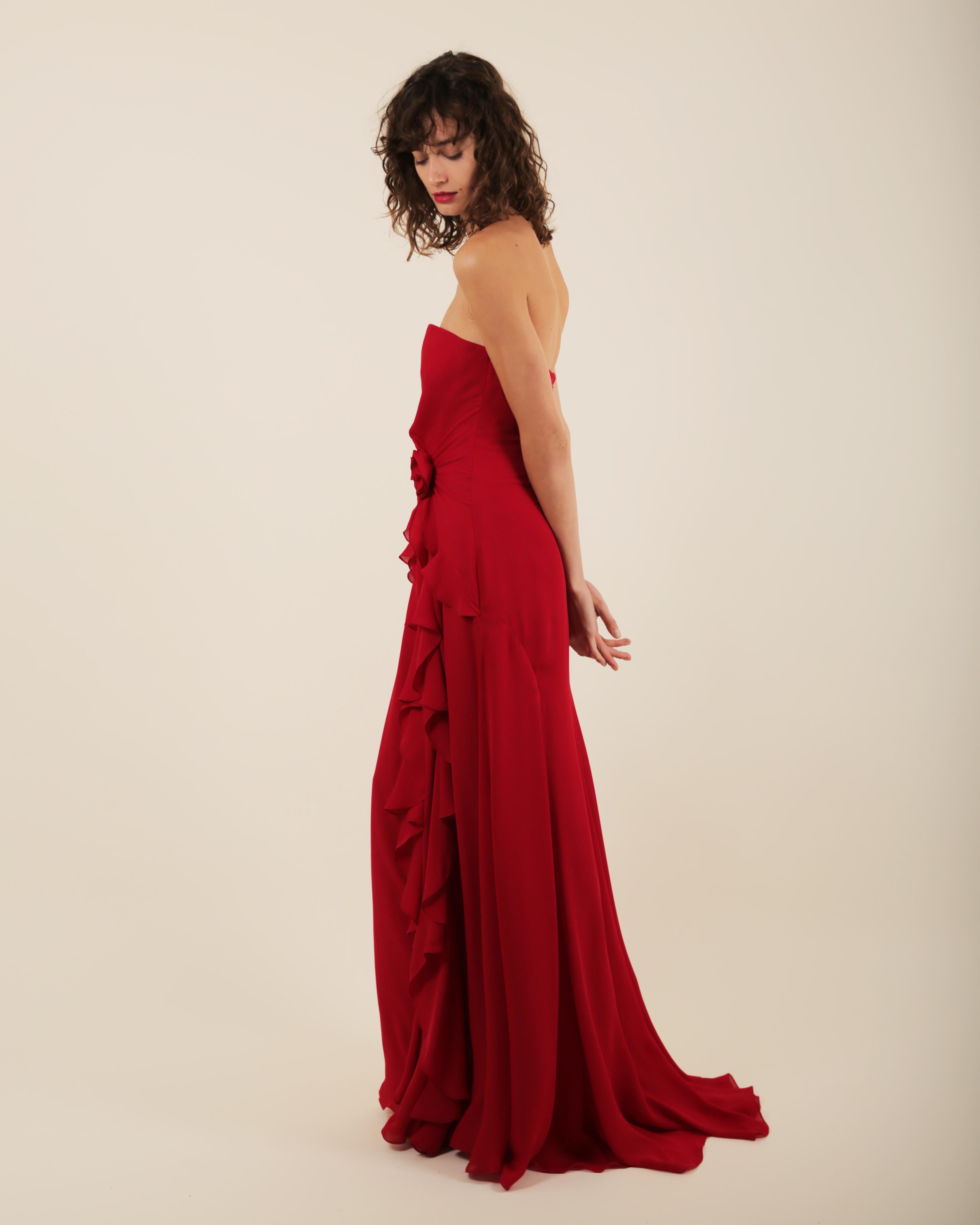 Ralph Lauren SS 2013 strapless bustier red sweetheart neck train silk gown dress 2