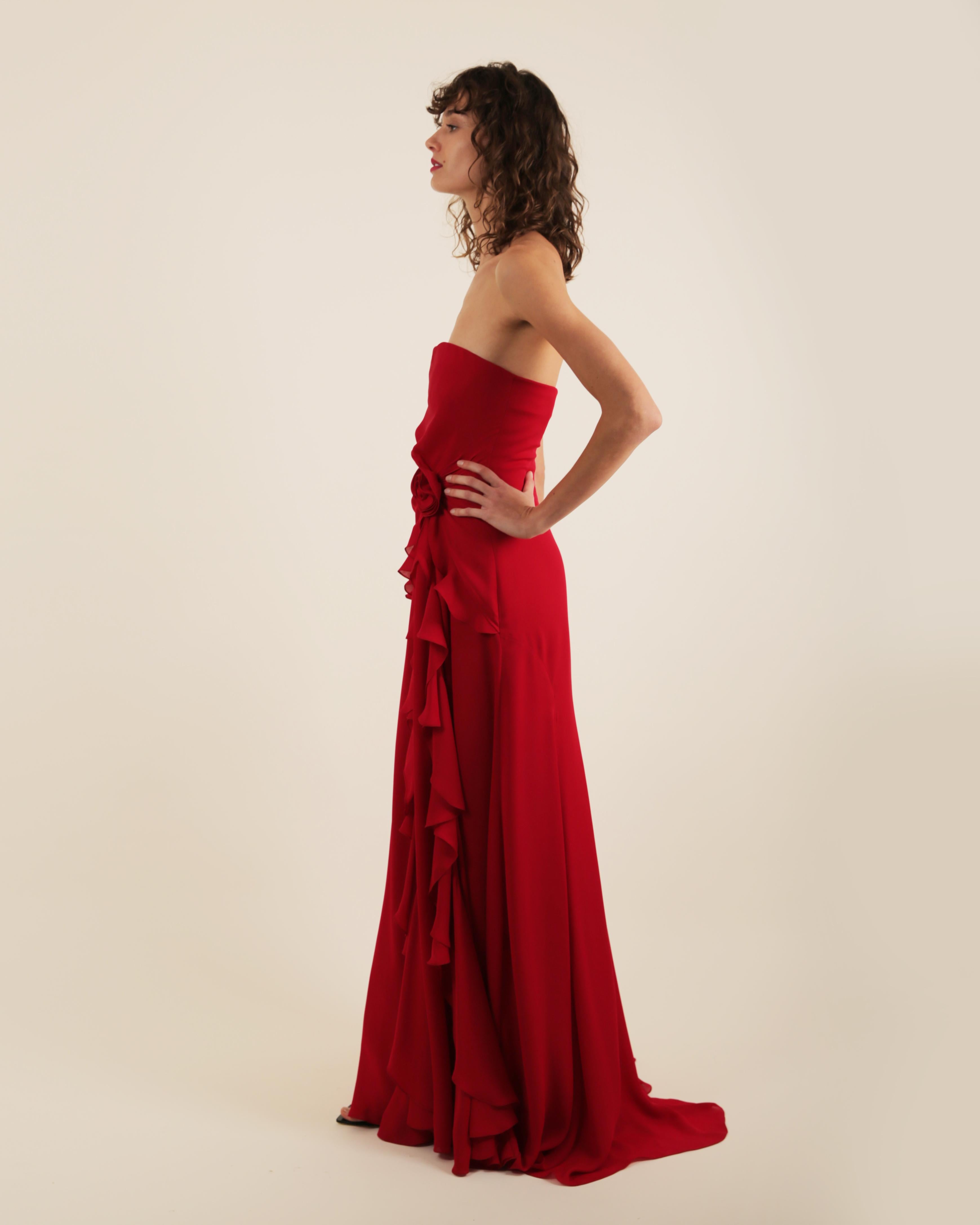 Ralph Lauren SS 2013 strapless bustier red sweetheart neck train silk gown dress 3