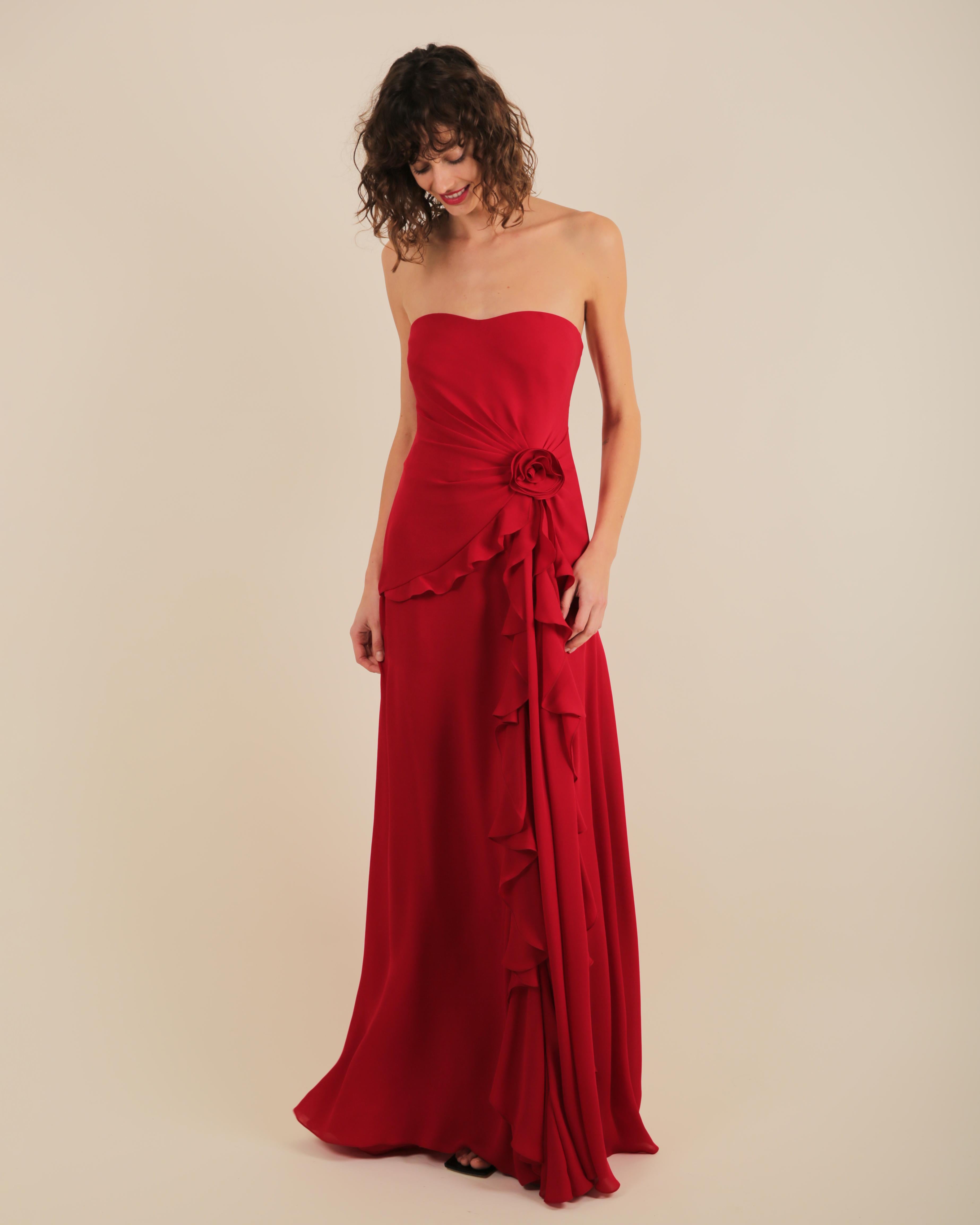Ralph Lauren SS 2013 strapless bustier red sweetheart neck train silk gown dress 4