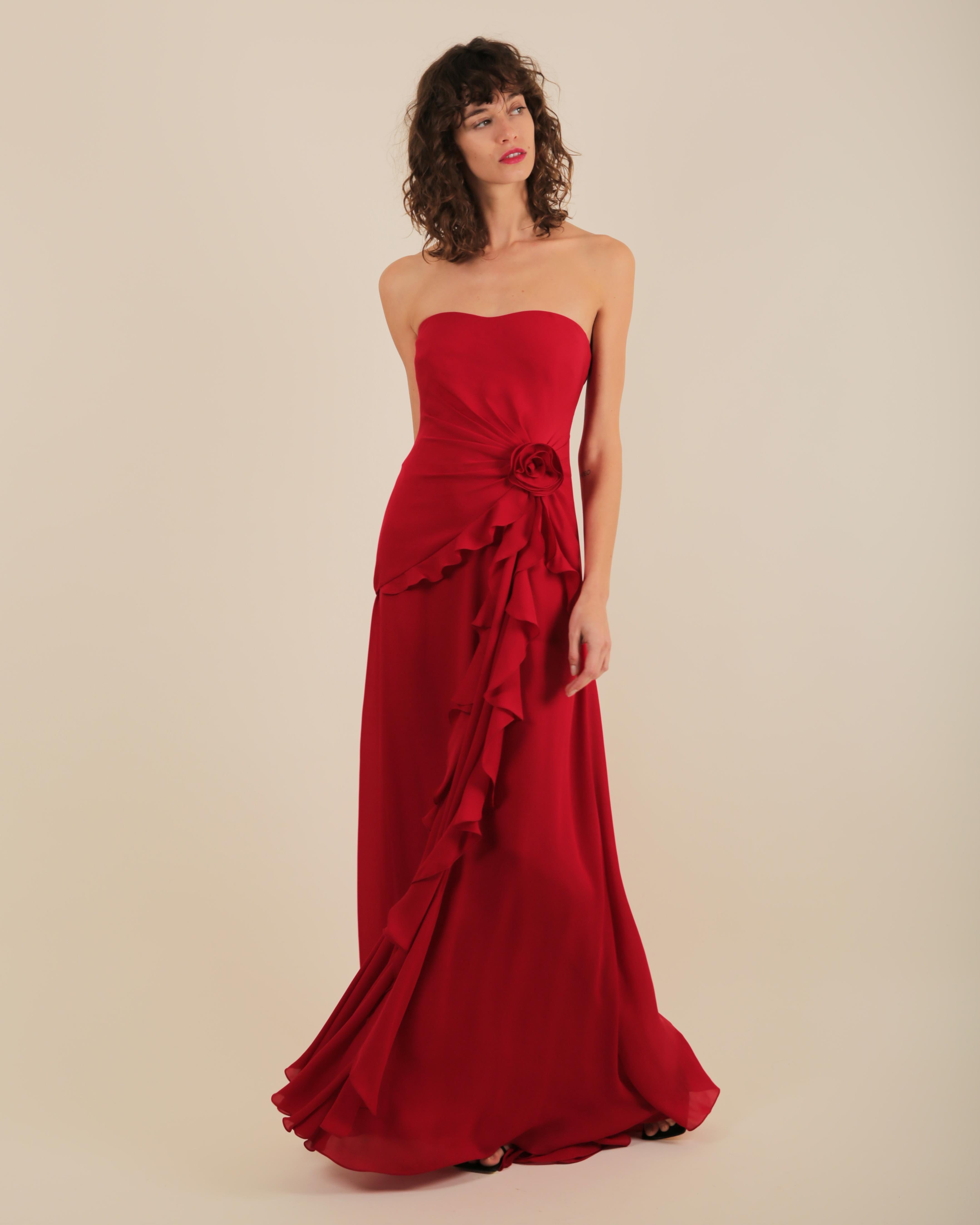 Ralph Lauren SS 2013 strapless bustier red sweetheart neck train silk gown dress 5