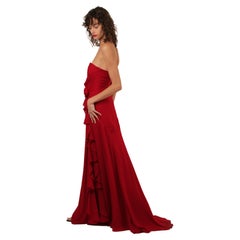 Ralph Lauren SS 2013 strapless bustier red sweetheart neck train silk gown dress