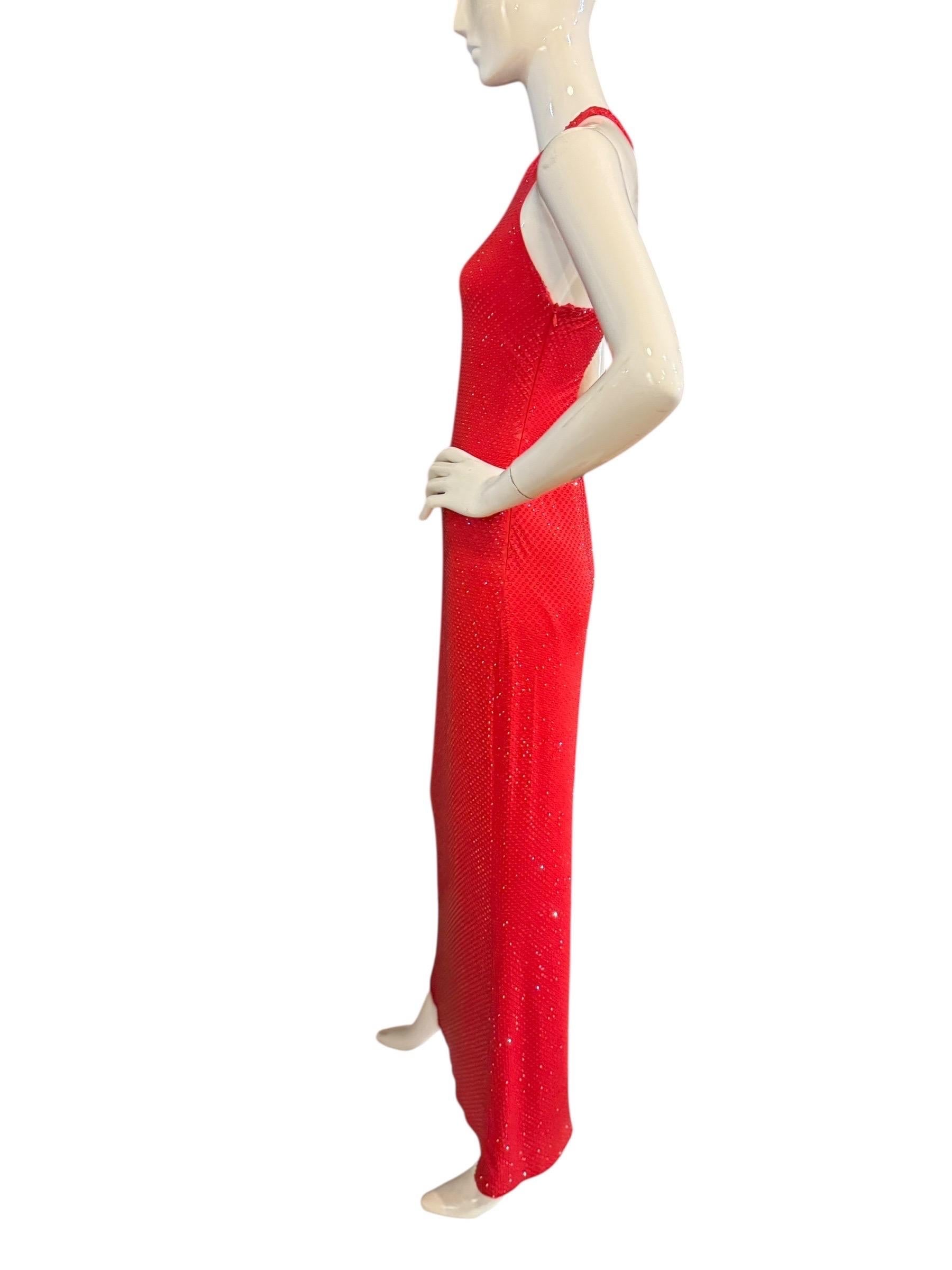 Women's Ralph Lauren SS23 Red Crystal Gown – Revival of Iconic 1996 Runway Look, Look 57