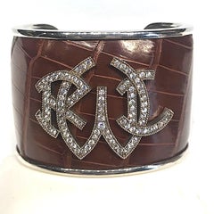 Ralph Lauren Sterling & Bracelet manchette en cuir