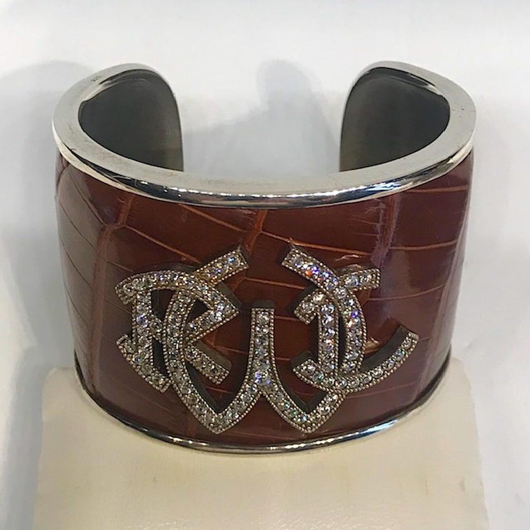Ralph Lauren Sterling and Leather Cuff Bracelet at 1stDibs
