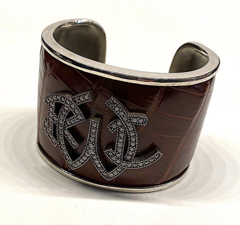 Ralph Lauren Sterling and Leather Cuff Bracelet at 1stDibs