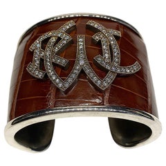Ralph Lauren Sterling & Leather Cuff Bracelet