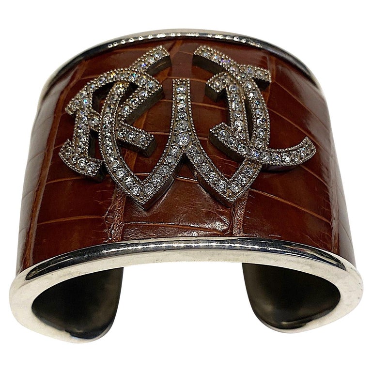 Ralph Lauren Sterling and Leather Cuff Bracelet at 1stDibs