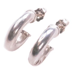 Ralph Lauren, boucles d'oreilles créoles huggies en argent sterling et or blanc 14 carats