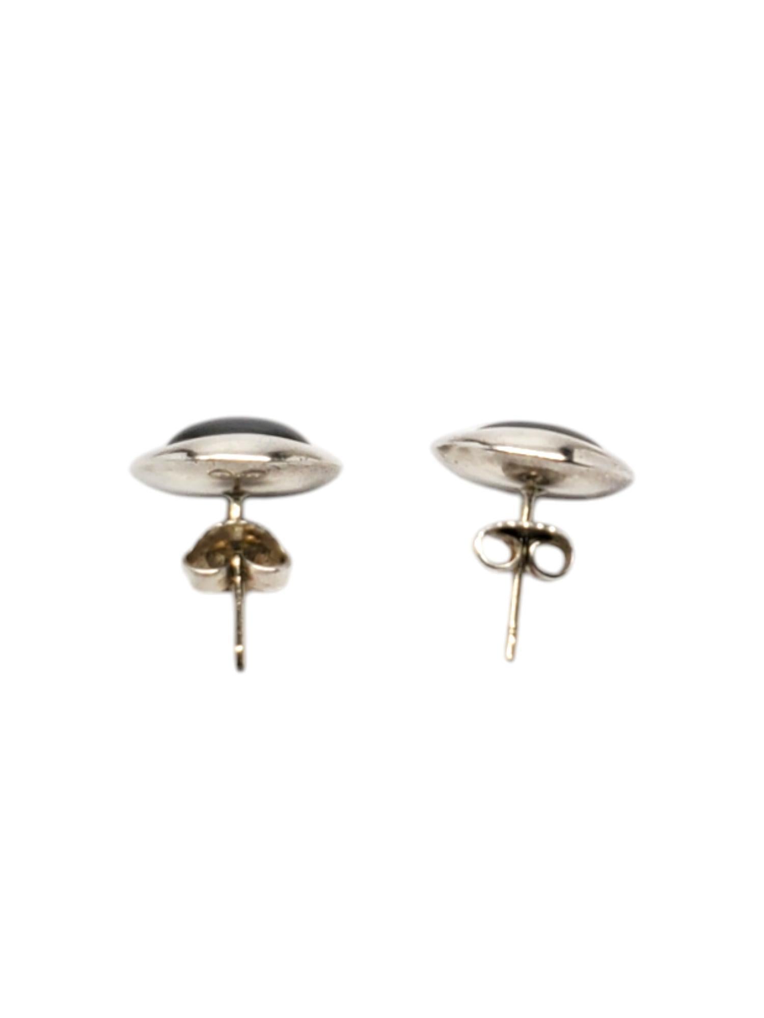Round Cut Ralph Lauren Sterling Silver Hematite Button Earrings #19690