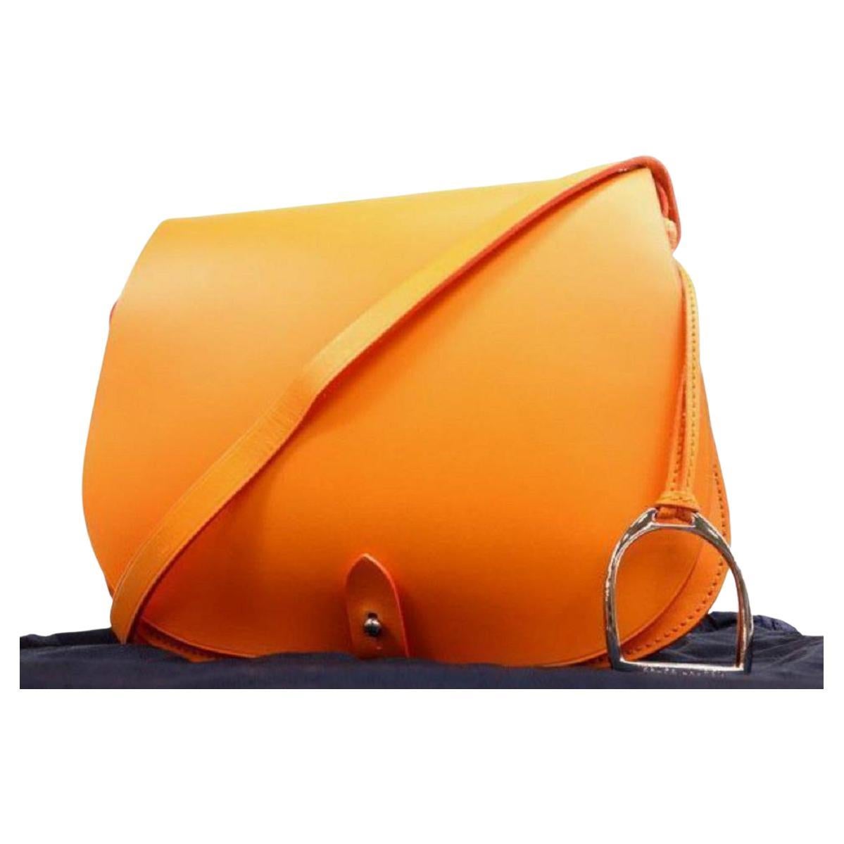 Ralph Lauren Stirrup Equestrian Saddle 235766 Orange Leather Cross Body Bag