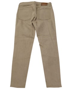 Ralph Lauren Straight Cut Jeans in Beige Cotton Denim