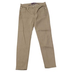 Ralph Lauren Straight Cut Jeans in Beige Cotton Denim