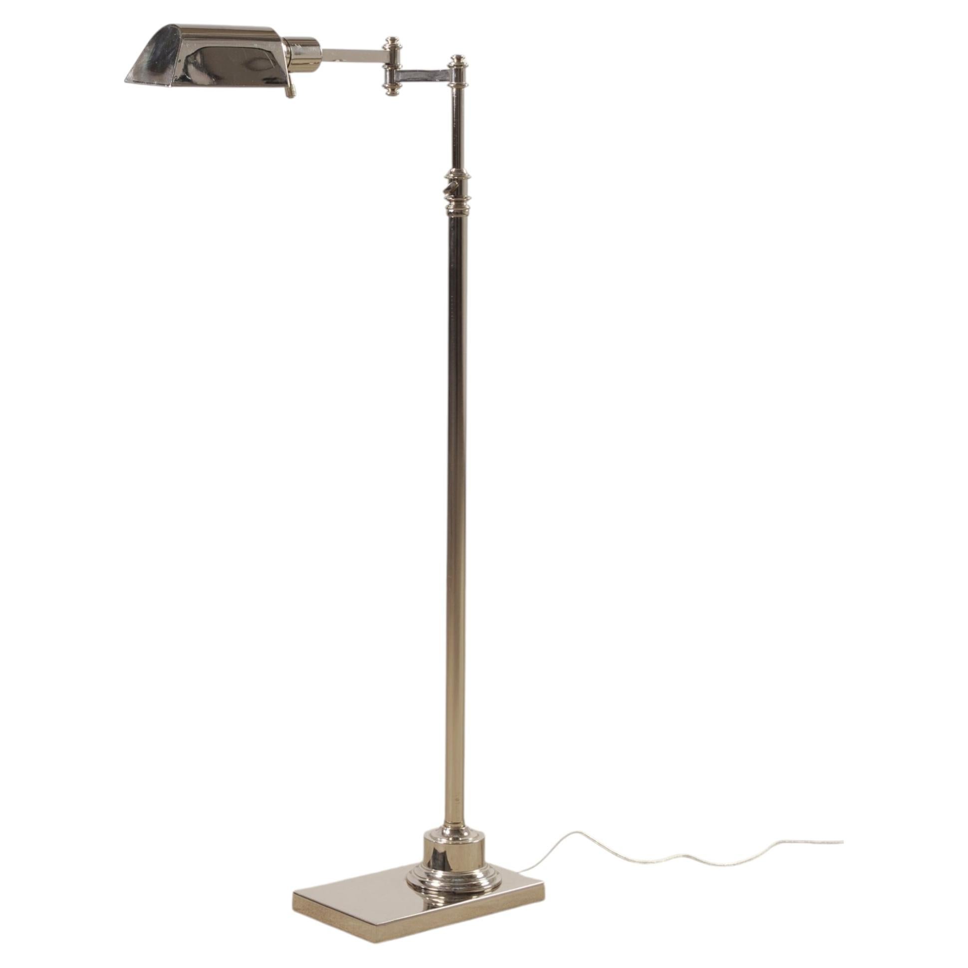 Lampadaire de pharmacie ajustable en nickel poli de style Ralph Lauren