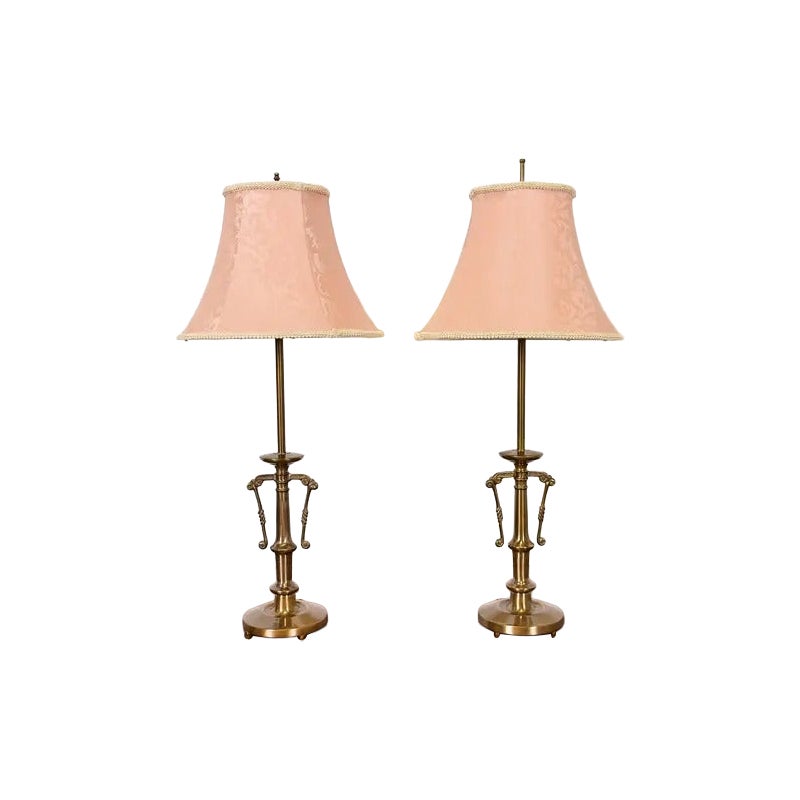 Pareja de Lámparas de Mesa de Latón Art Decó Estilo Ralph Lauren