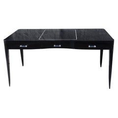 Ralph Lauren Style Black Lacquer and Lucite Executive Writing Table Desk