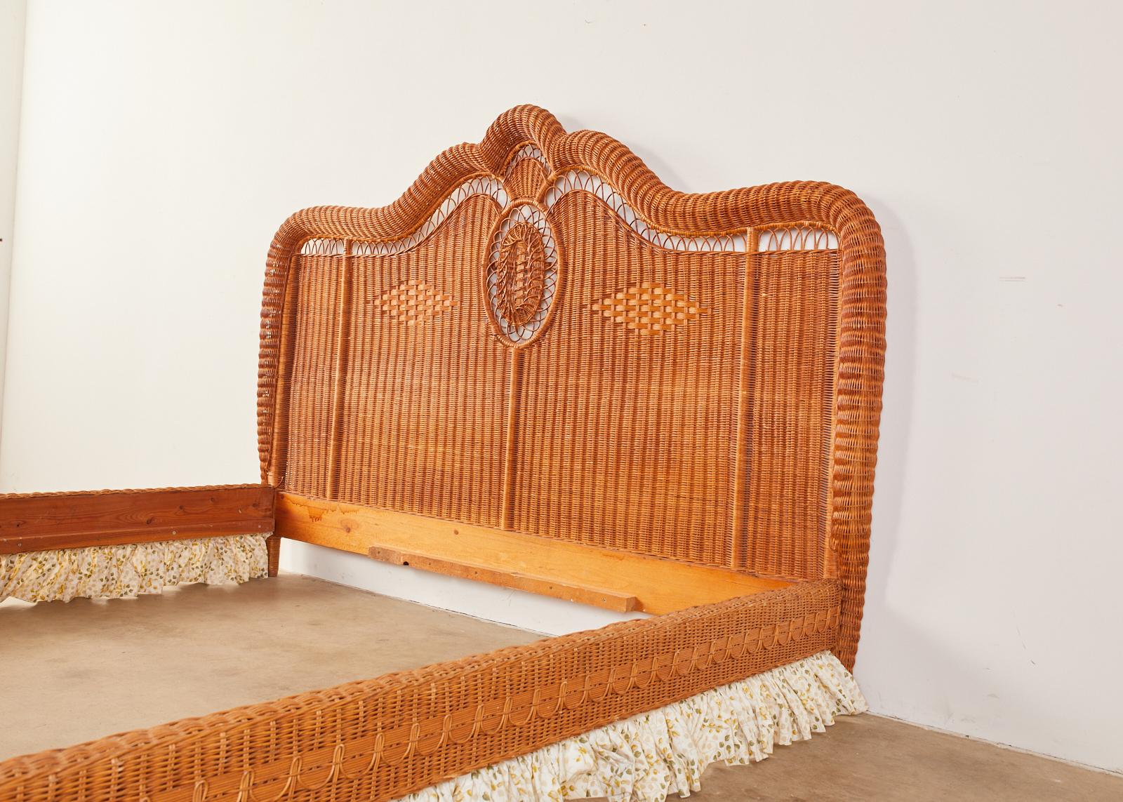 Ralph Lauren Style Bohemian Wicker Bed In Good Condition In Rio Vista, CA
