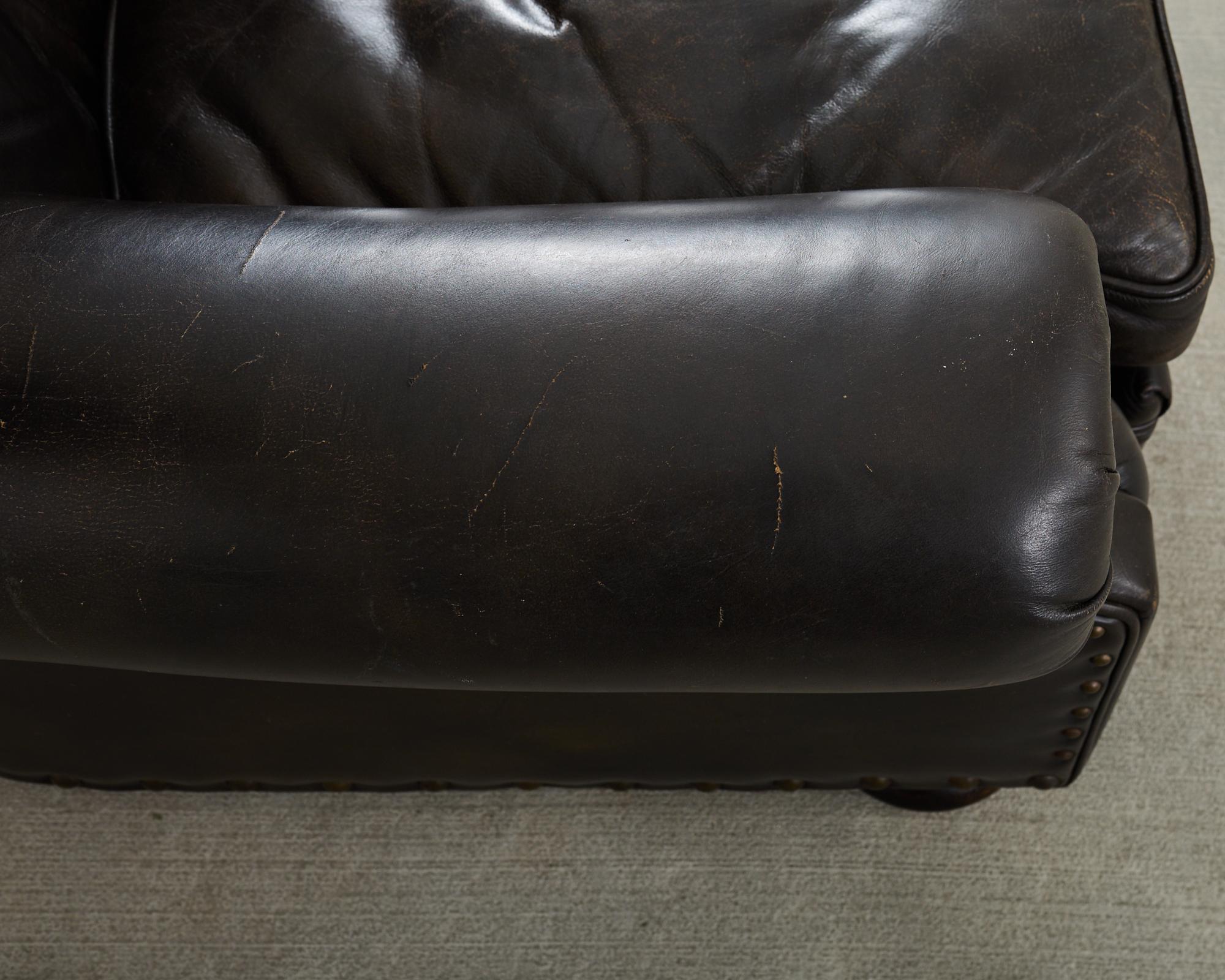 Ralph Lauren Style Zigarre Leder Wingback Writers Stuhl im Angebot 3