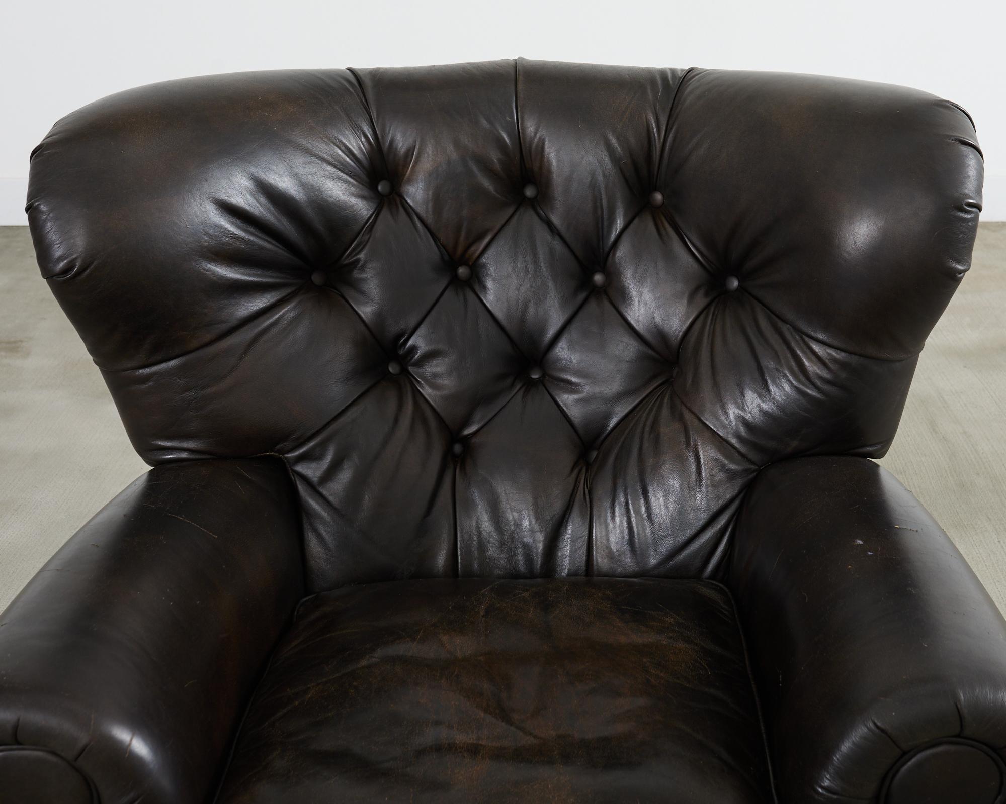 Ralph Lauren Style Zigarre Leder Wingback Writers Stuhl im Angebot 4