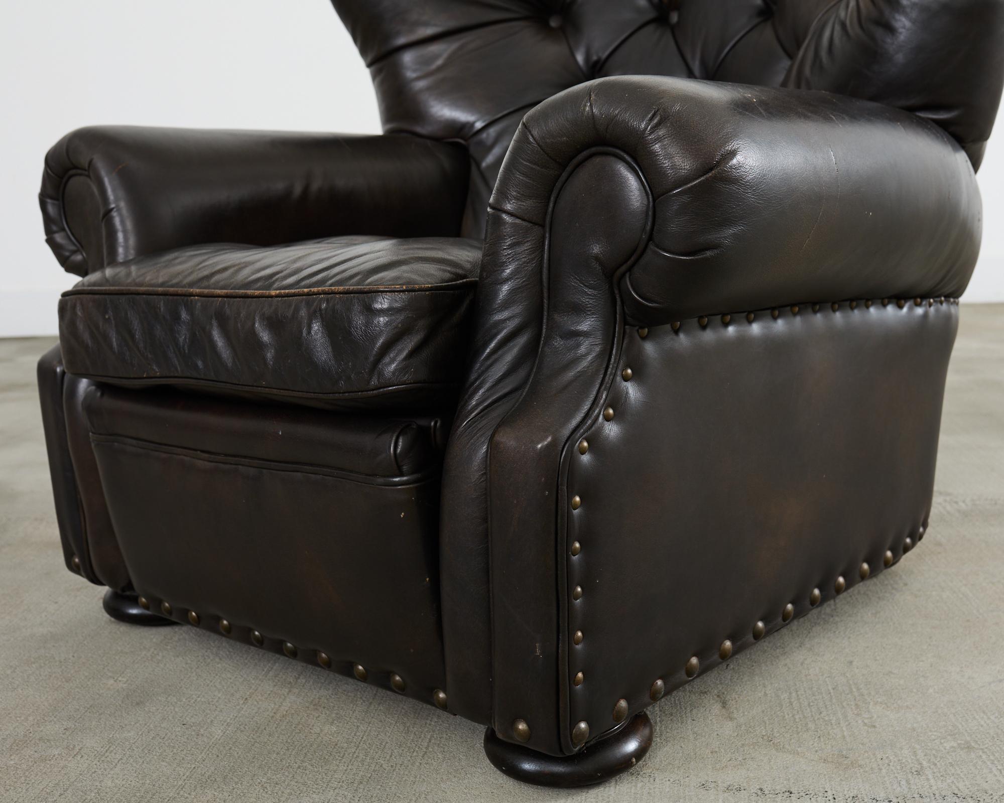 Ralph Lauren Style Zigarre Leder Wingback Writers Stuhl im Angebot 8