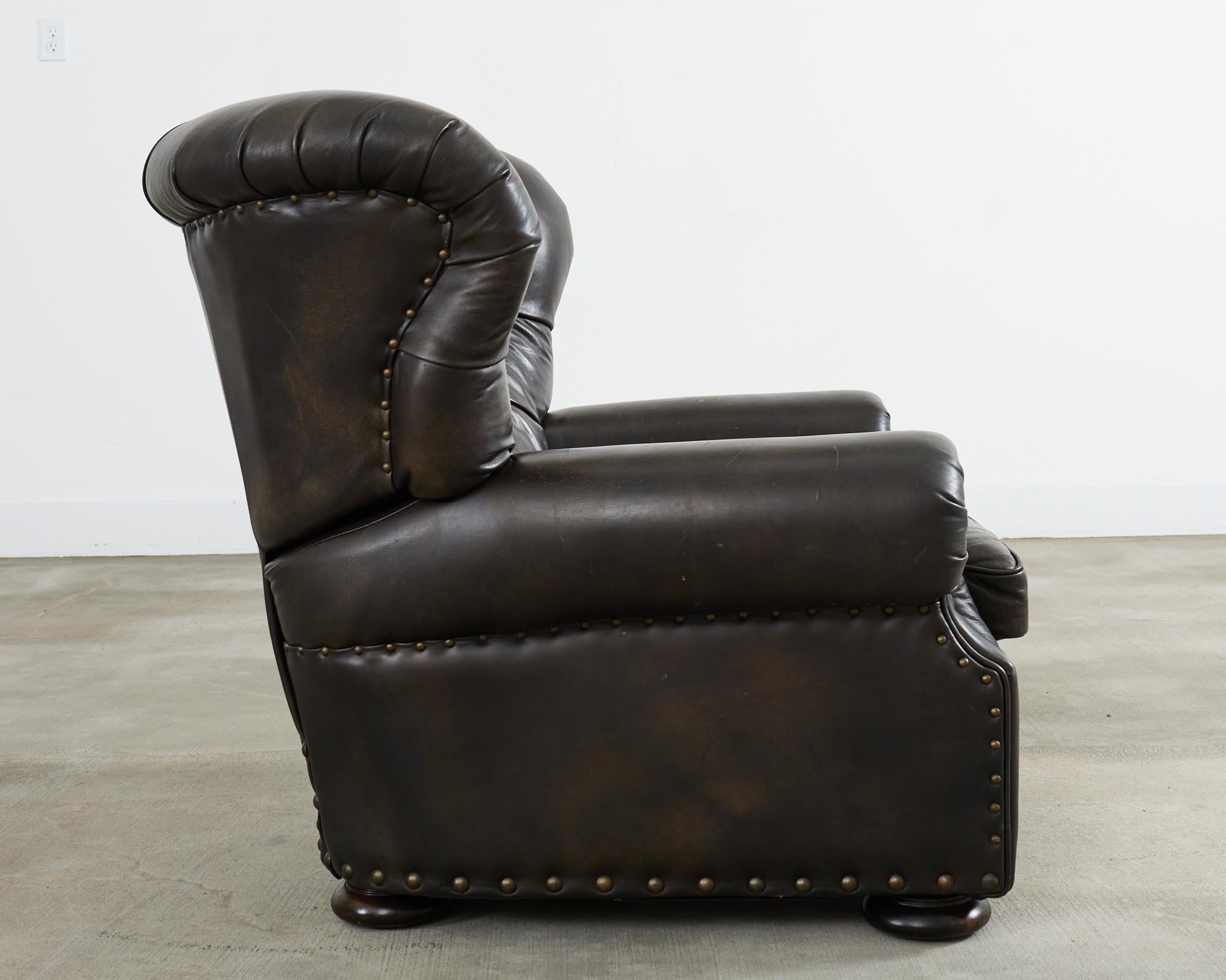 Ralph Lauren Style Zigarre Leder Wingback Writers Stuhl im Angebot 10