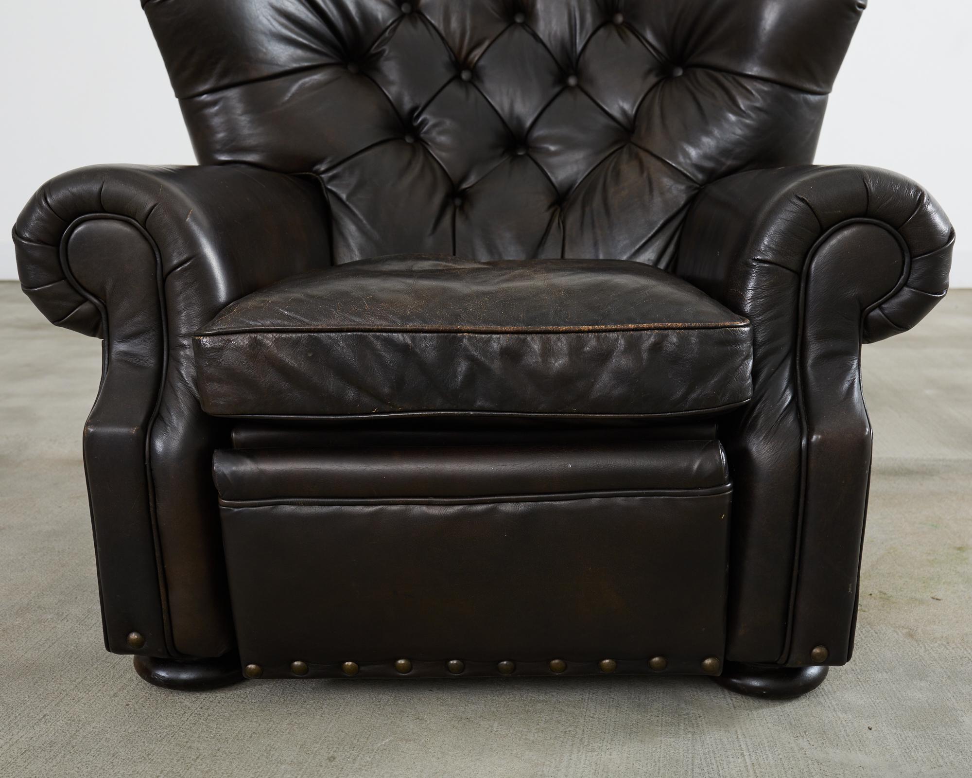 Ralph Lauren Style Zigarre Leder Wingback Writers Stuhl im Angebot 1