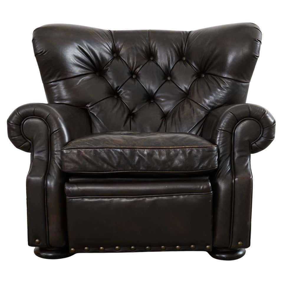 Henredon for Ralph Lauren Thick Leather Wingback Writer's Club Chair, Signed