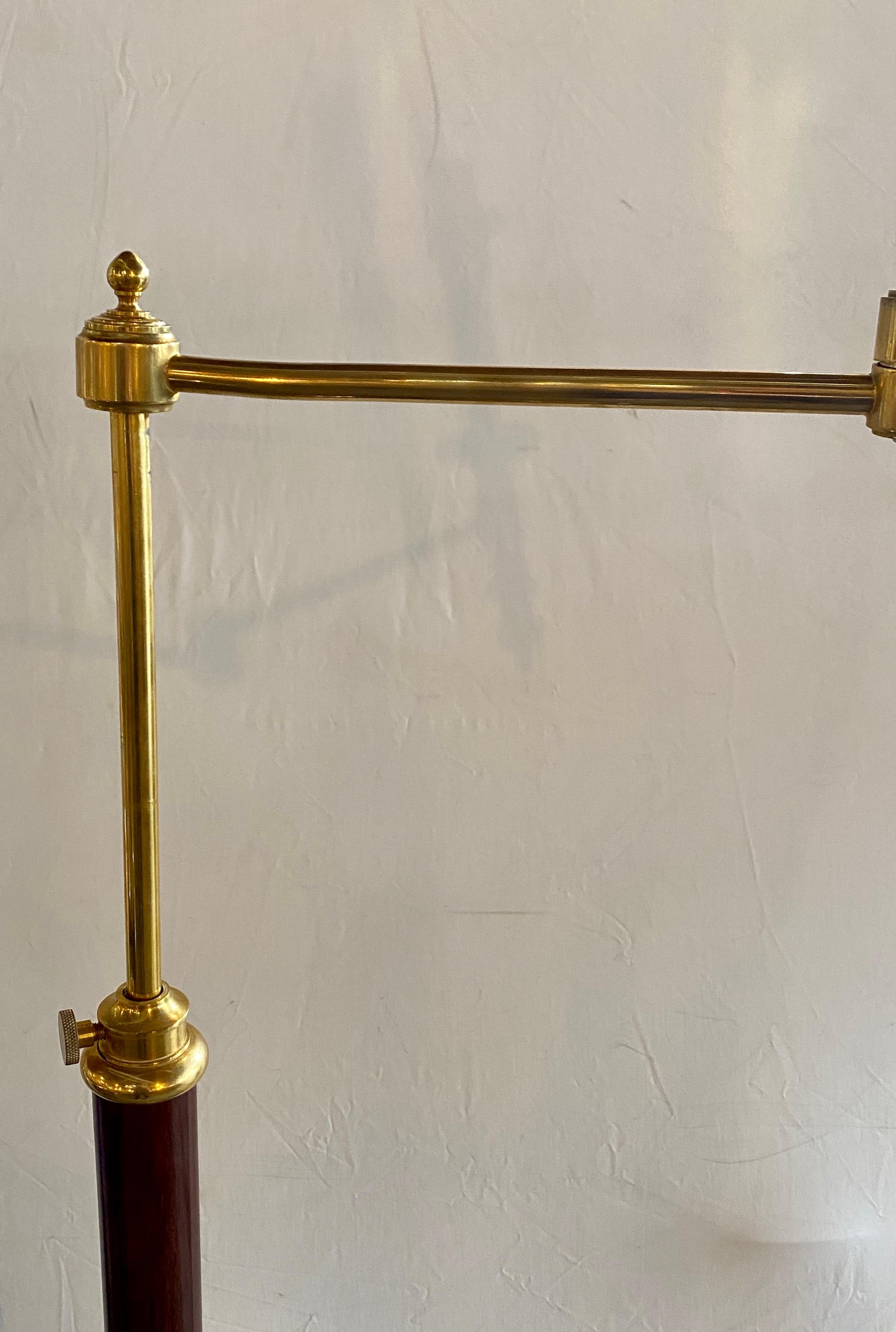 Decorator Floor or Standing Lamp, Leather Pole with Brass Custom Shade 3