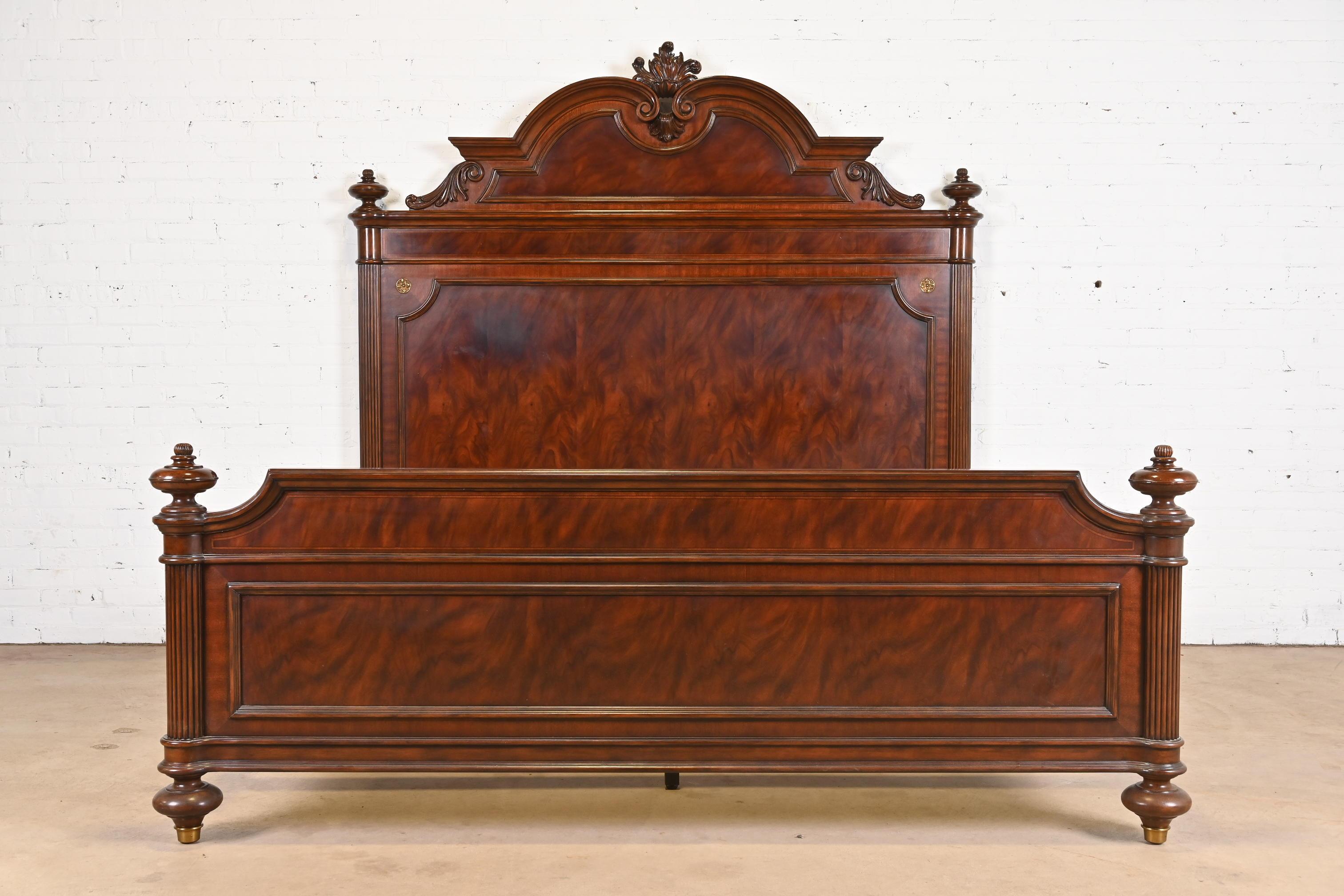 Brass Ralph Lauren Style French Empire Flame Mahogany King Size Bed