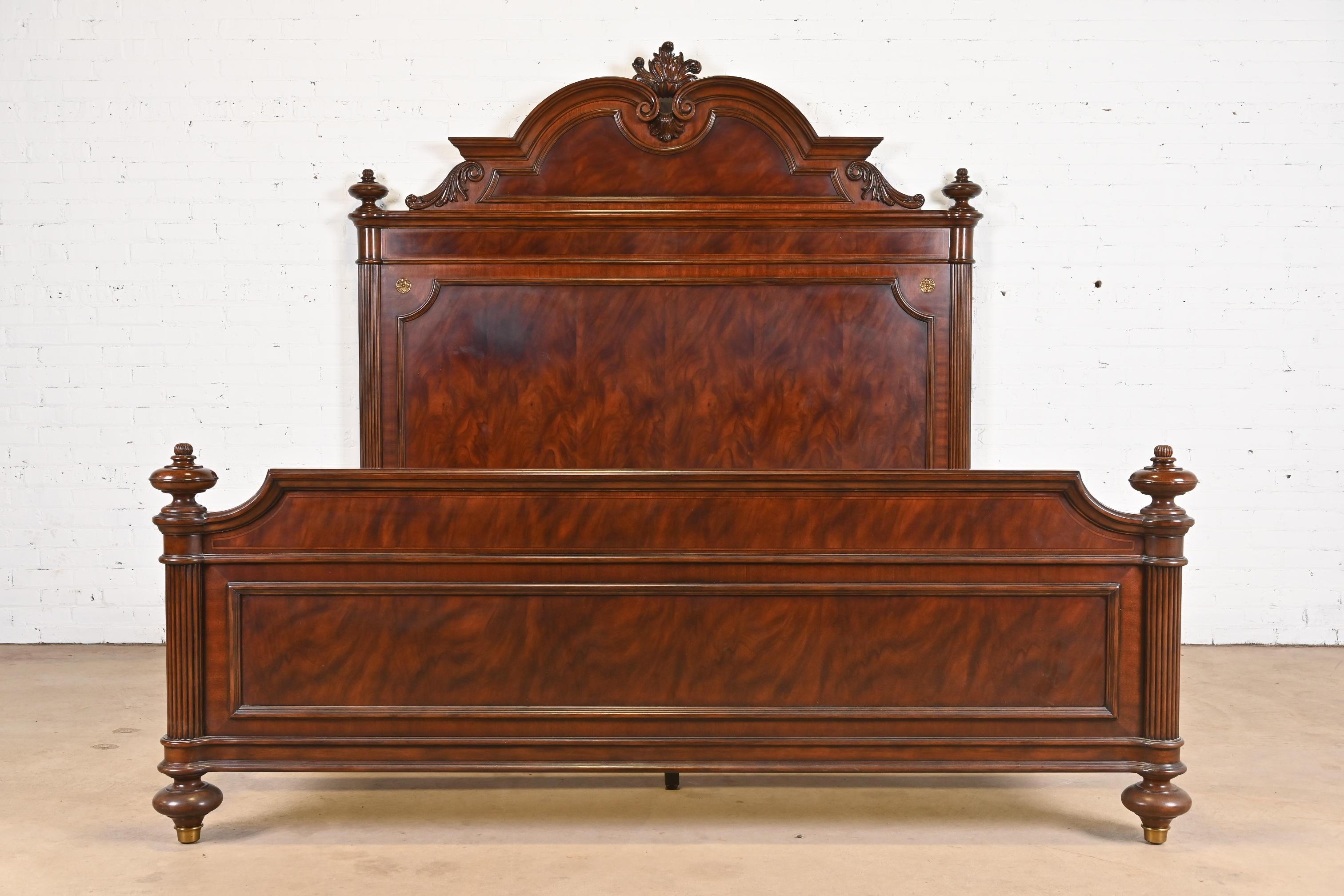 20th Century Ralph Lauren Style French Empire Flame Mahogany King Size Bed For Sale