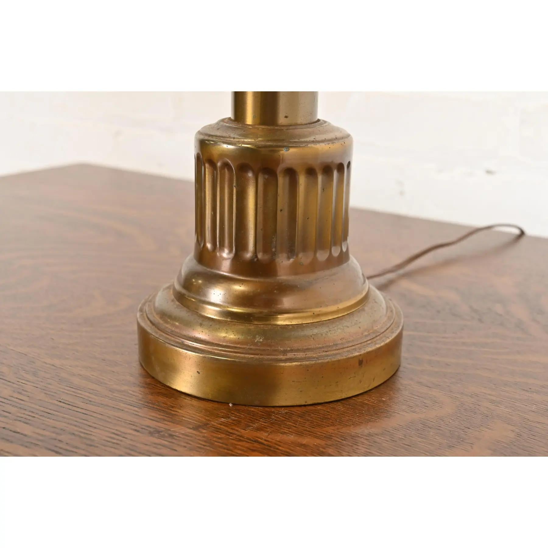 Ralph Lauren Style Mid-Century Hollywood Regency Brass Candlestick Table Lamp For Sale 4