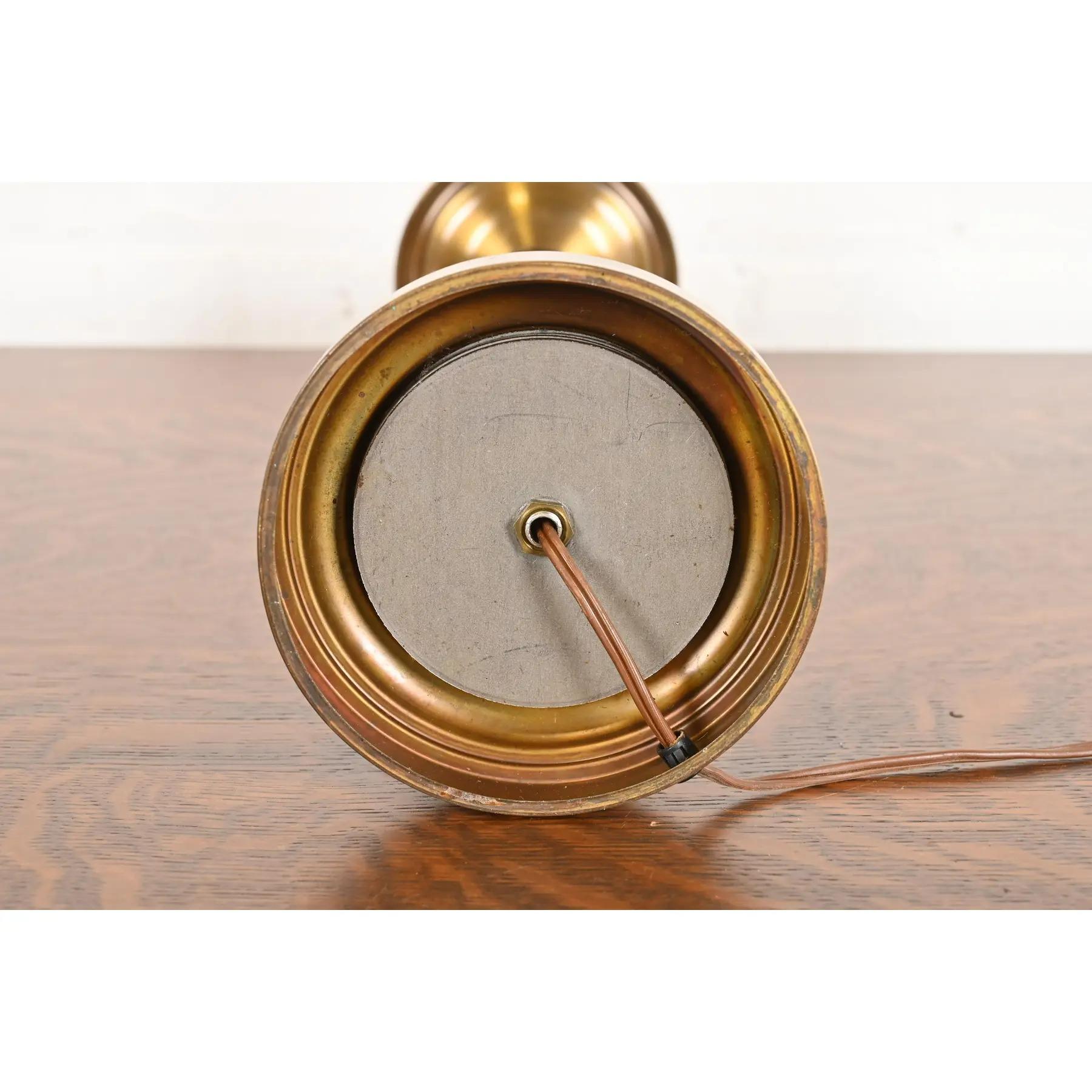 Ralph Lauren Style Mid-Century Hollywood Regency Brass Candlestick Table Lamp For Sale 5