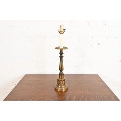 Ralph Lauren Style Mid-Century Hollywood Regency Brass Candlestick Table Lamp