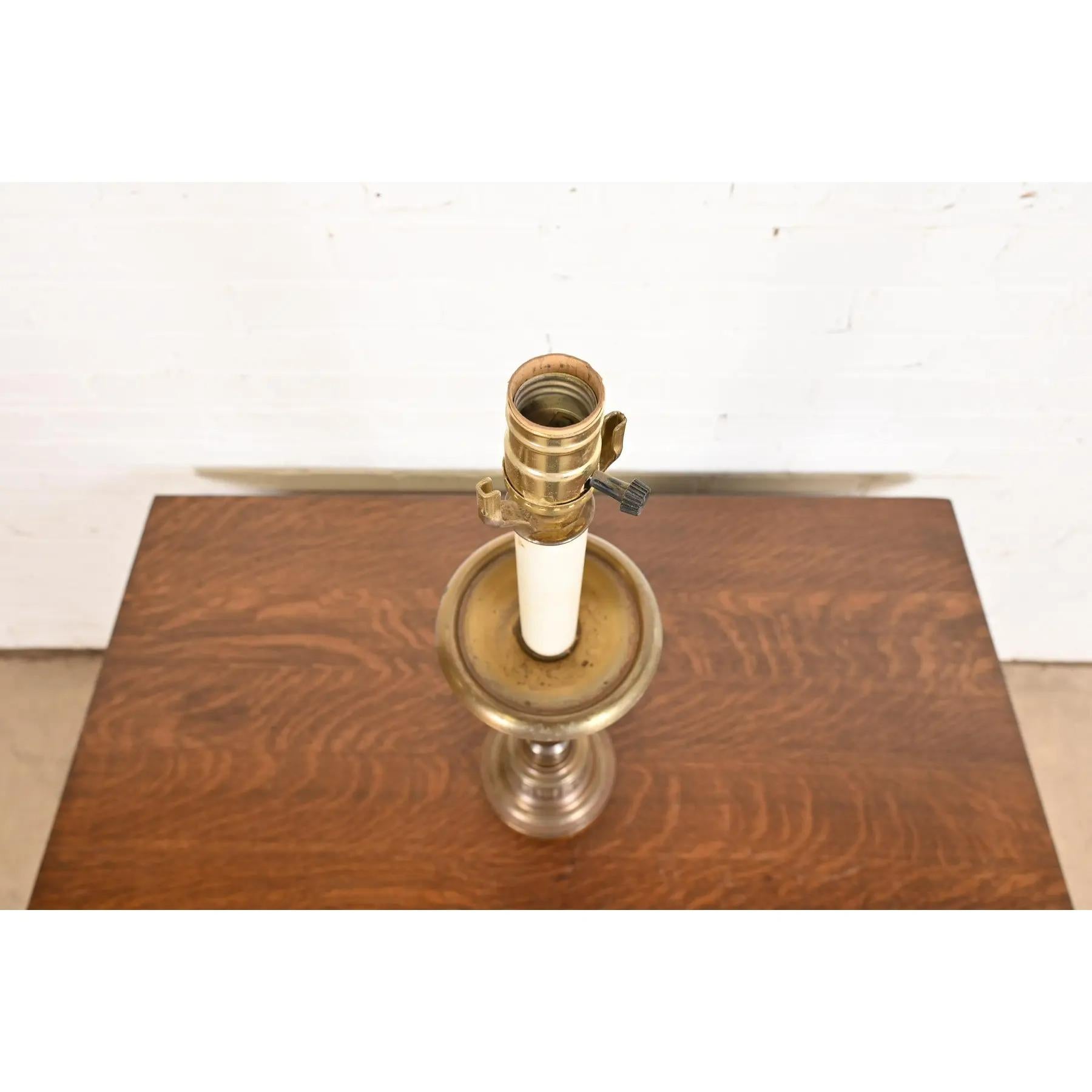20th Century Ralph Lauren Style Mid-Century Hollywood Regency Brass Candlestick Table Lamp For Sale