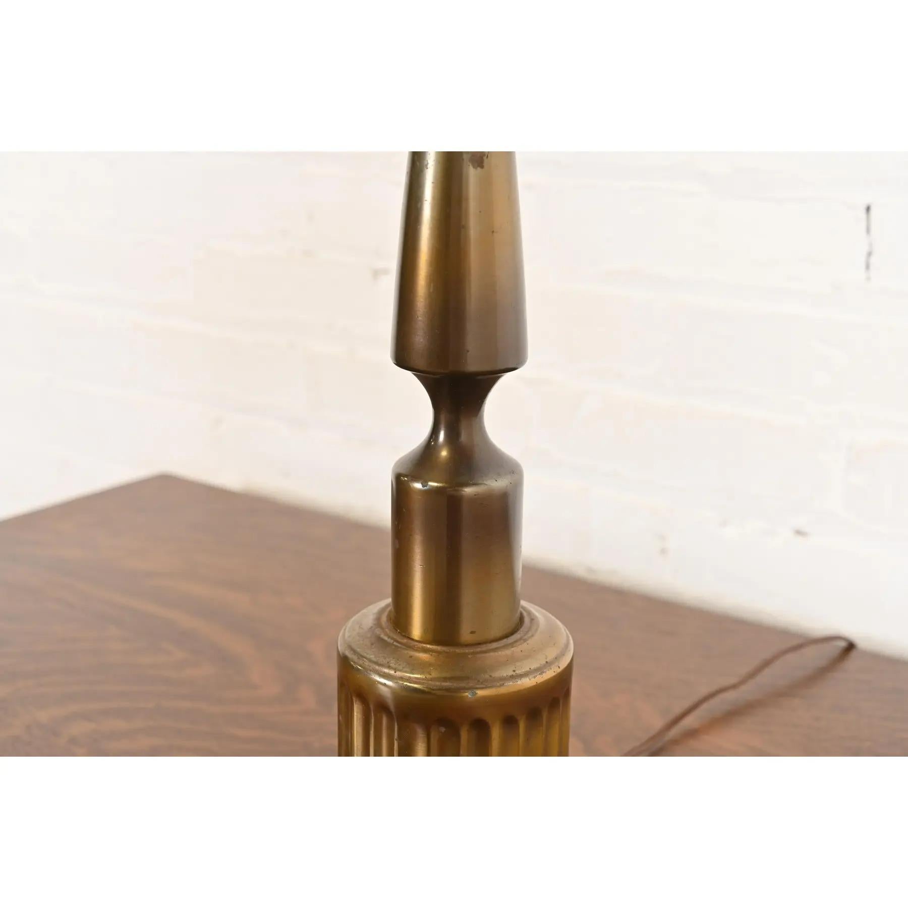 Ralph Lauren Style Mid-Century Hollywood Regency Brass Candlestick Table Lamp For Sale 3