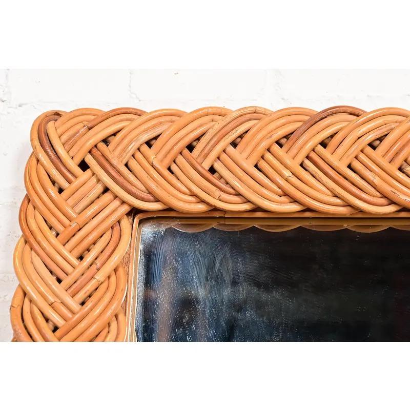 XX secolo Specchio da parete in rattan intrecciato in stile organico moderno di Ralph Lauren in vendita