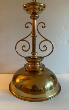 Ralph Lauren Style Polished Brass Billiard Style Light Fixture