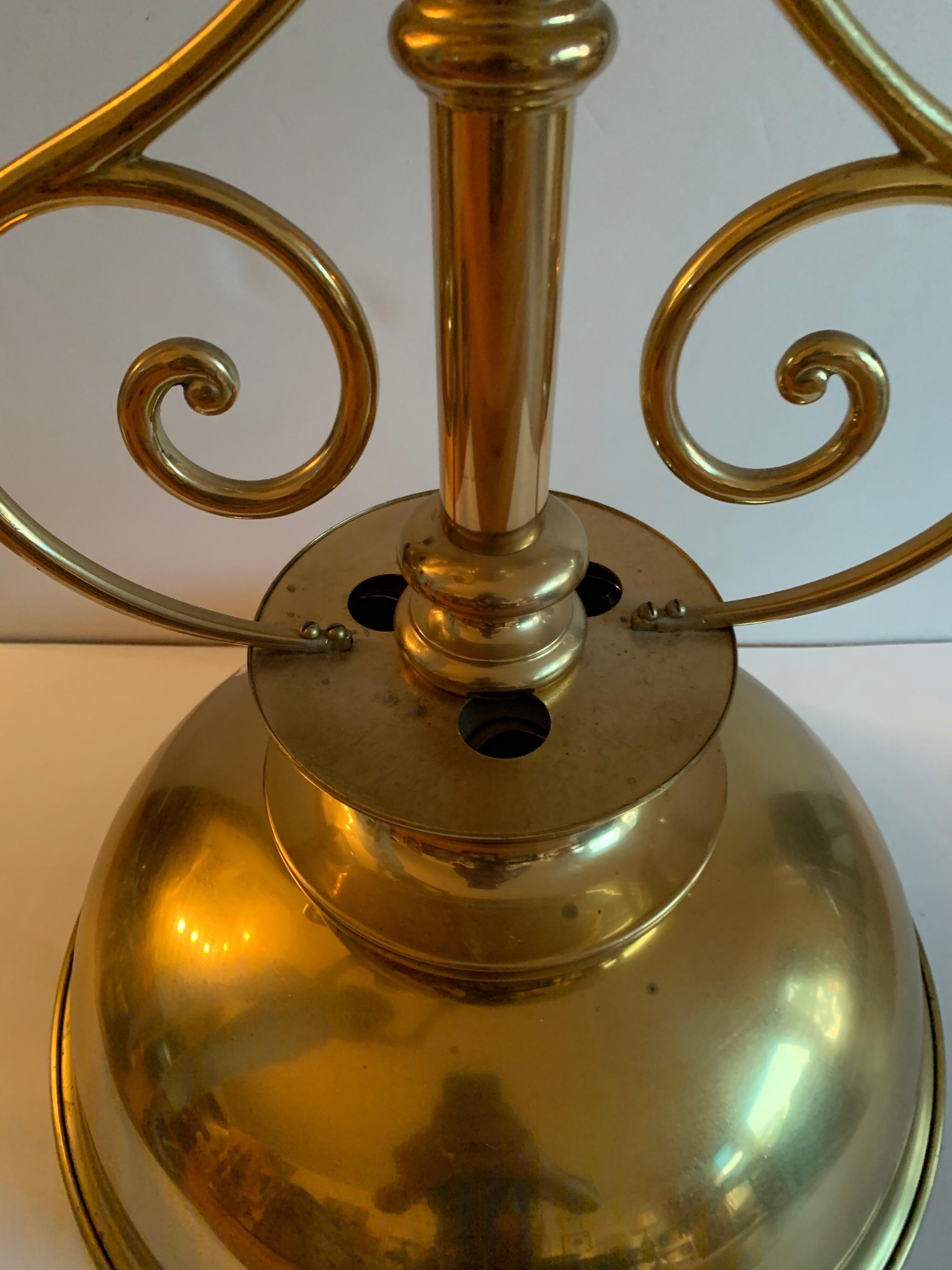 Unknown Ralph Lauren Style Polished Brass Billiard Style Light Fixture For Sale