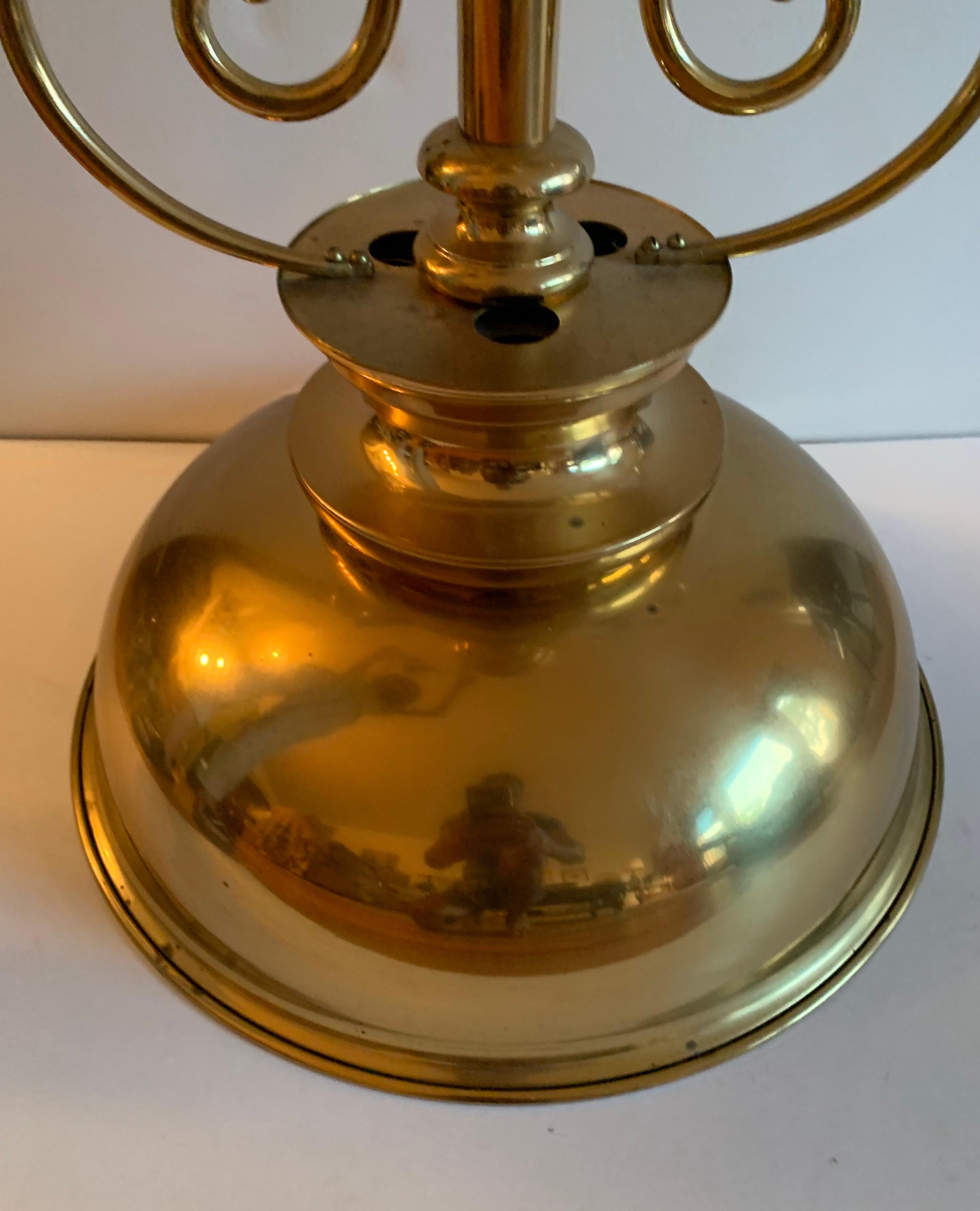 Ralph Lauren Style Polished Brass Billiard Style Light Fixture In Good Condition For Sale In New York, NY