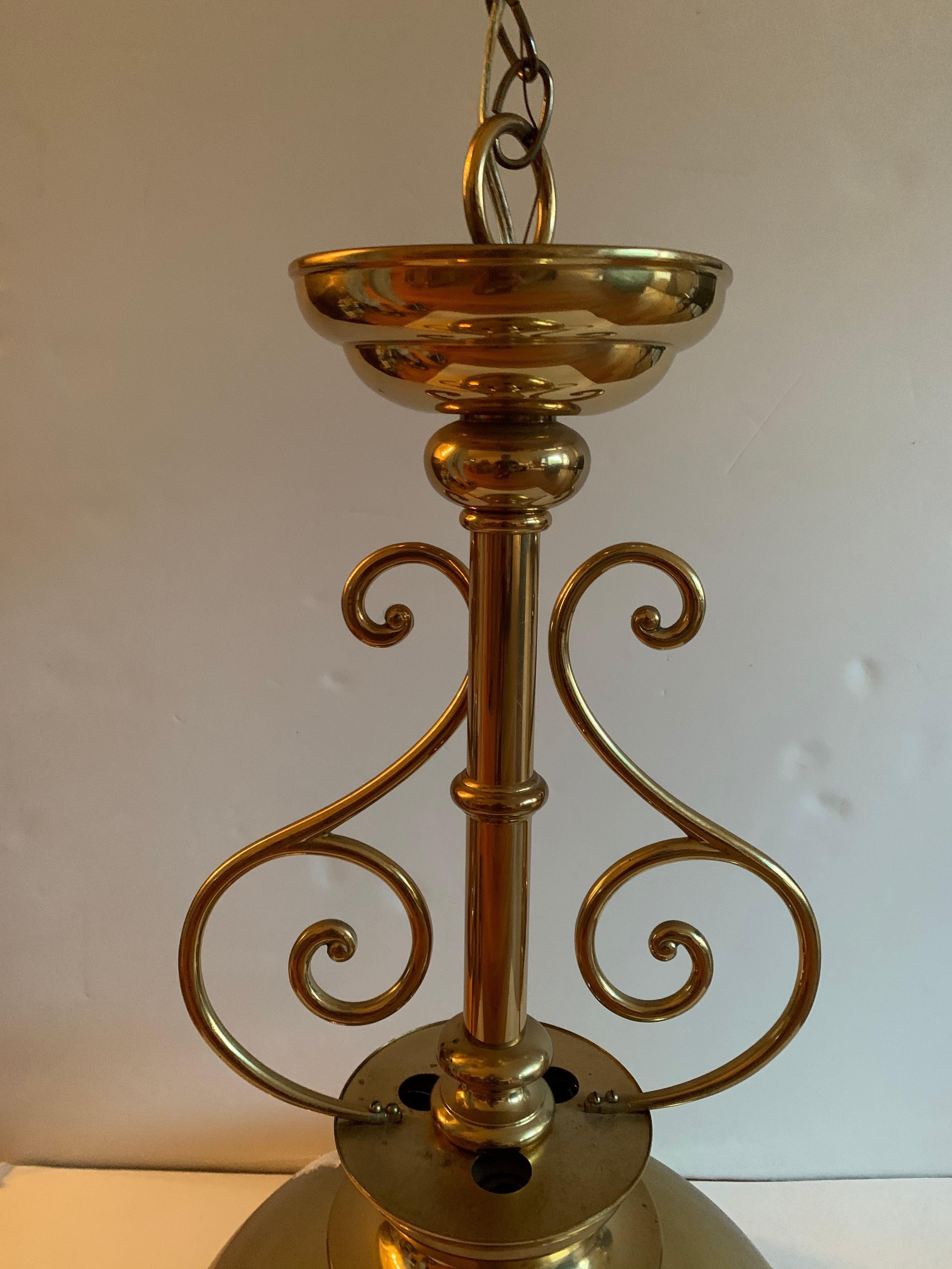 Ralph Lauren Style Polished Brass Billiard Style Light Fixture 1