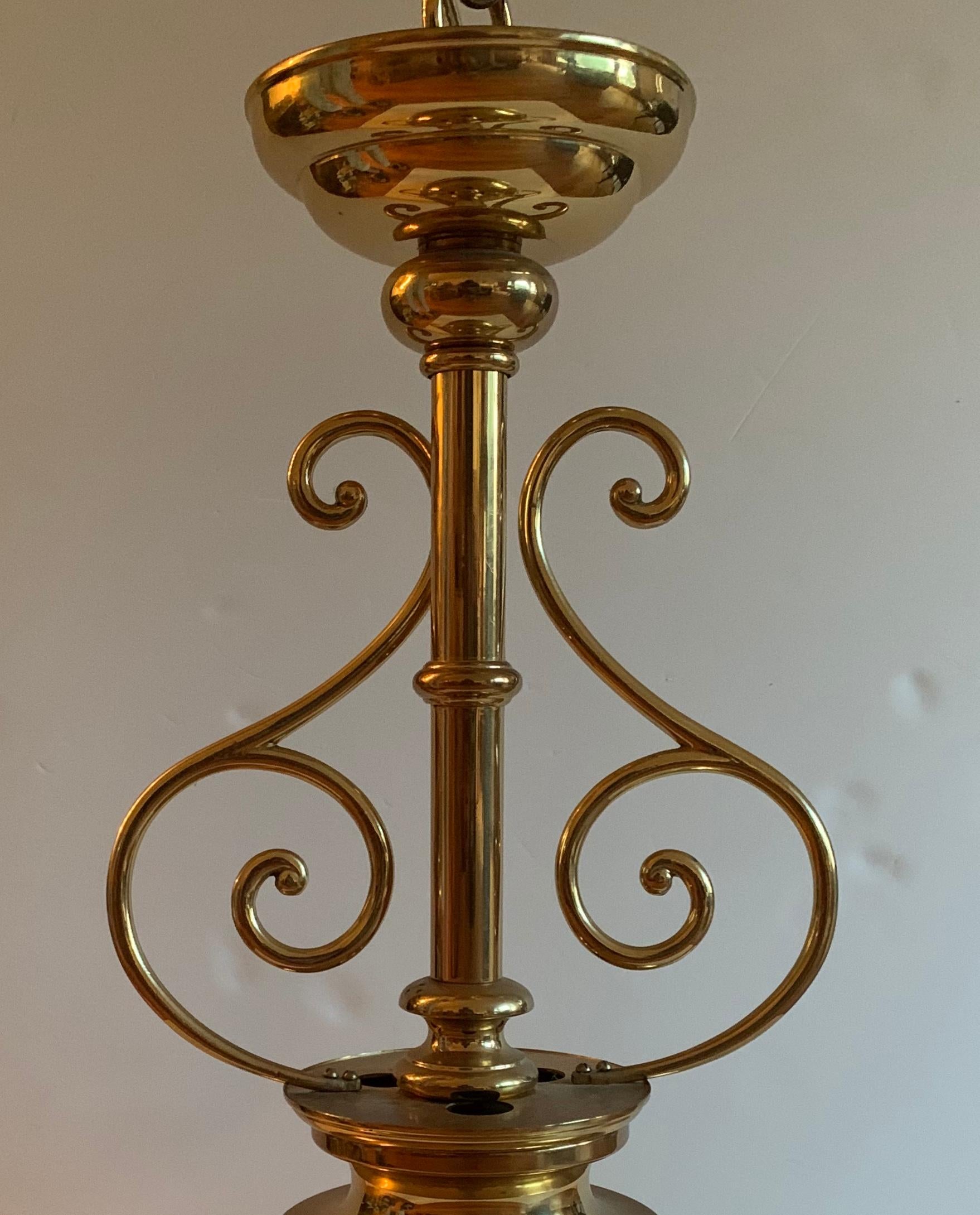 Ralph Lauren Style Polished Brass Billiard Style Light Fixture For Sale 2
