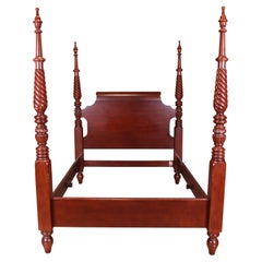 Ralph Lauren Style Queen Size Carved Mahogany Poster Bed