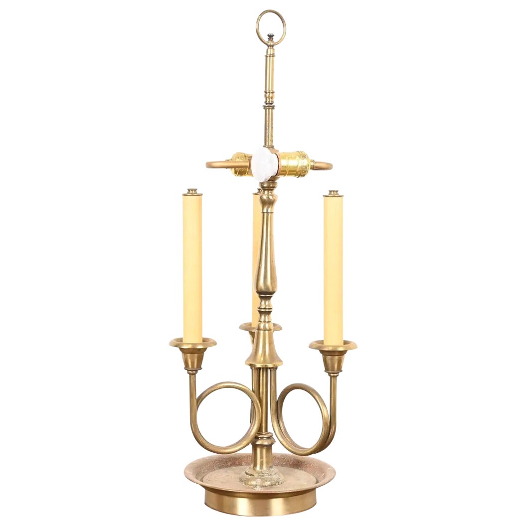 Ralph Lauren Style Regency Brass Candlestick Bouillotte Table Lamp