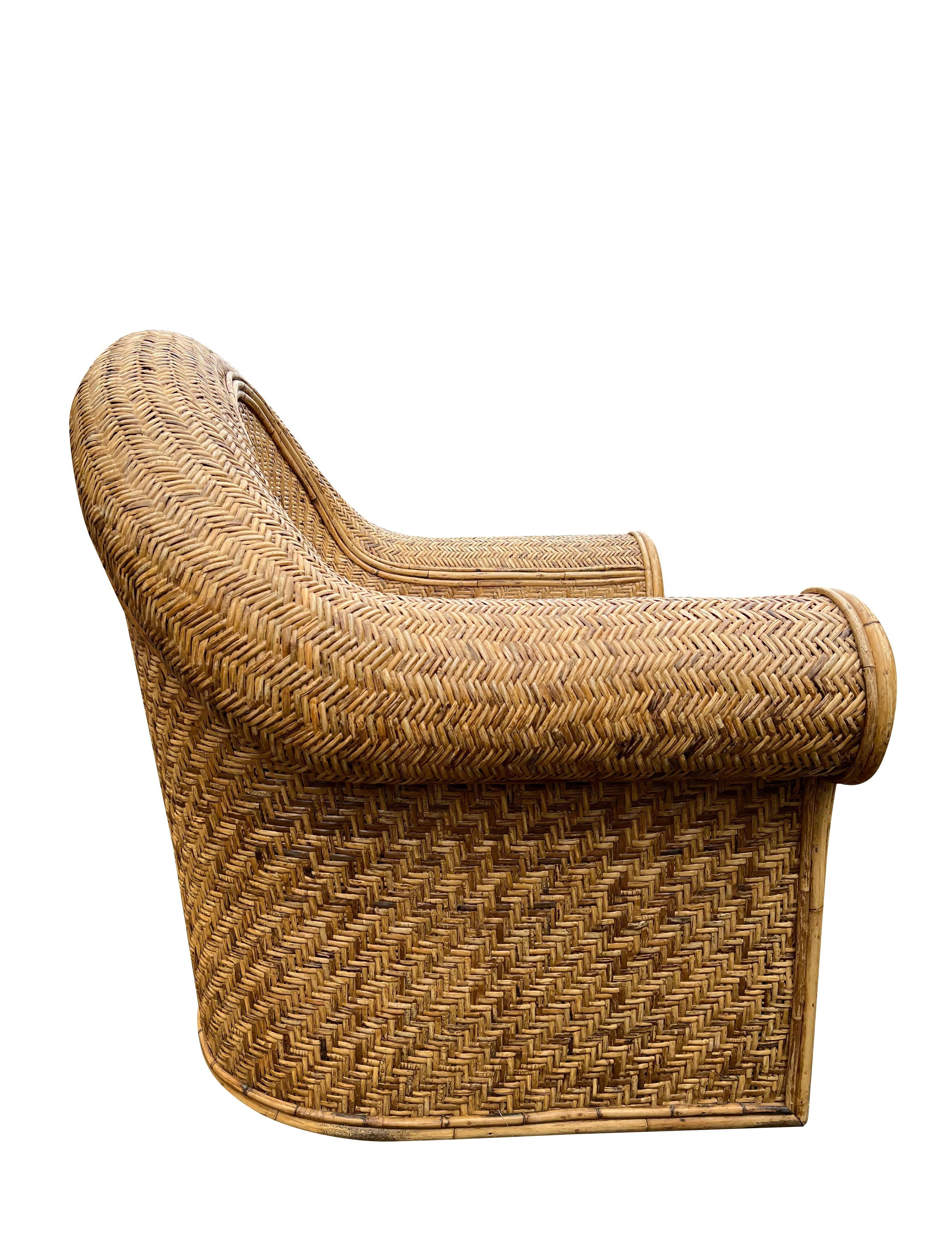 Sedie in vimini di rattan intrecciato stile Ralph Lauren in stile Boho Chic costiero a coppia in vendita 3