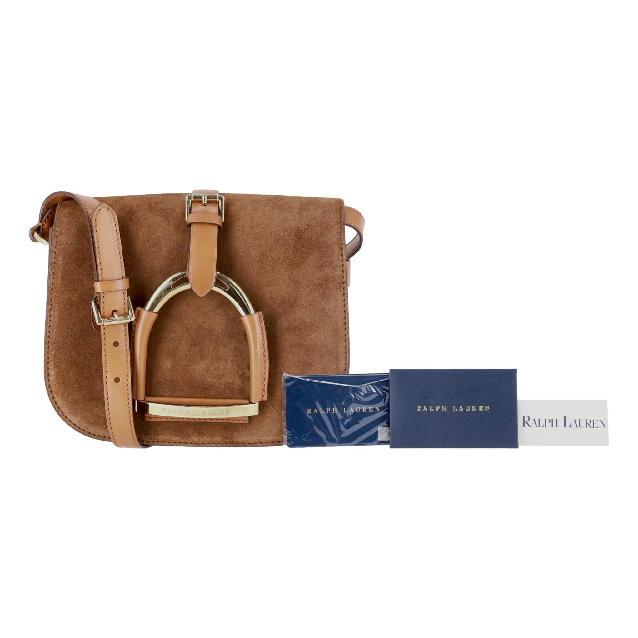 Marron Sacoche en daim Stirrup de Ralph Lauren en vente