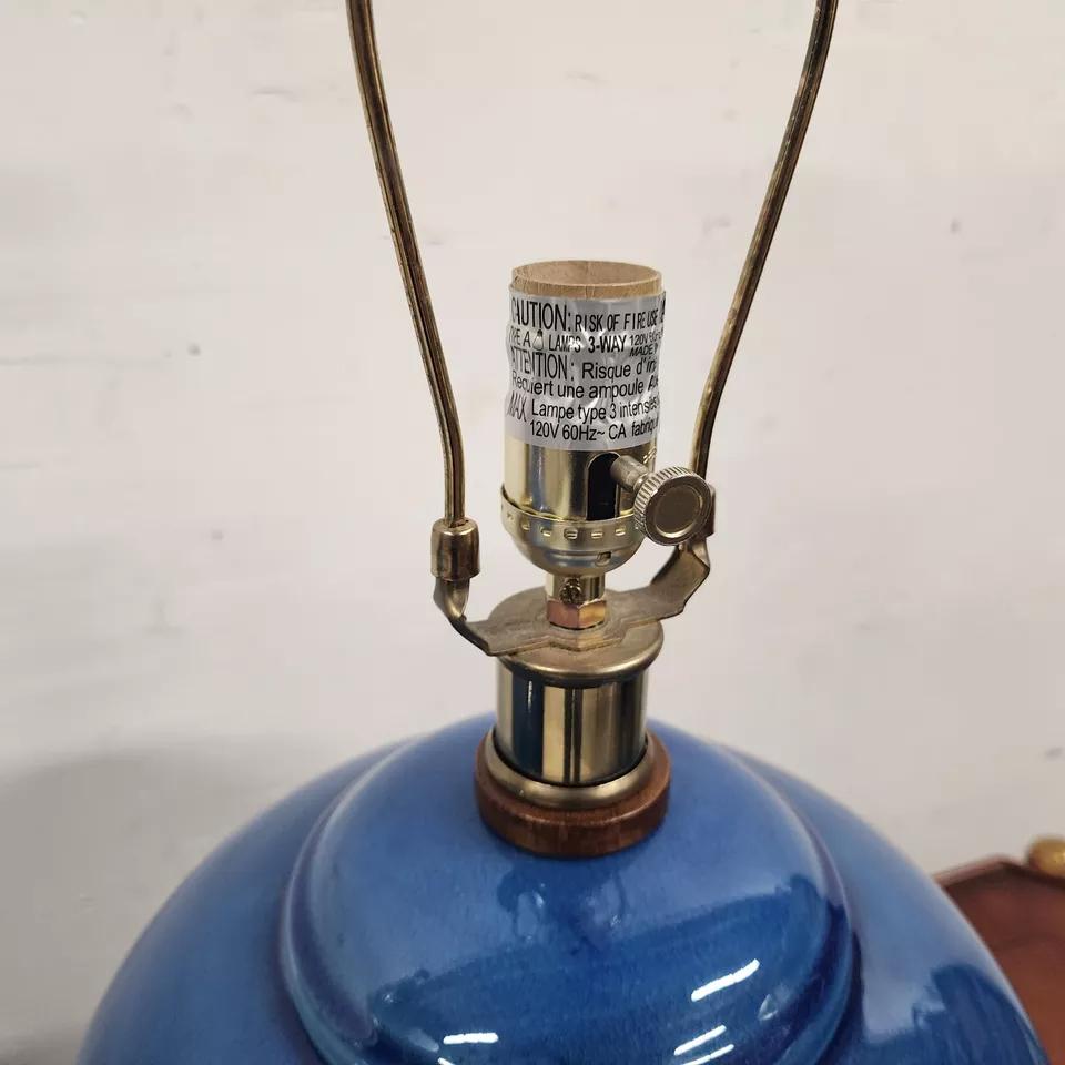 Ralph Lauren Table Lamps Ceramic Blue Pair 11