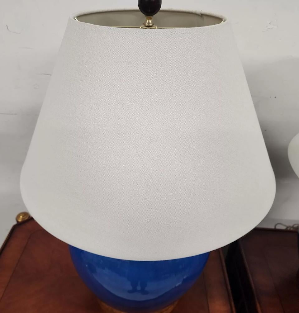 Ralph Lauren Table Lamps Ceramic Blue Pair 1