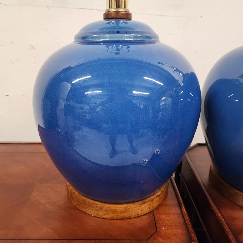 Ralph Lauren Table Lamps Ceramic Blue Pair 3