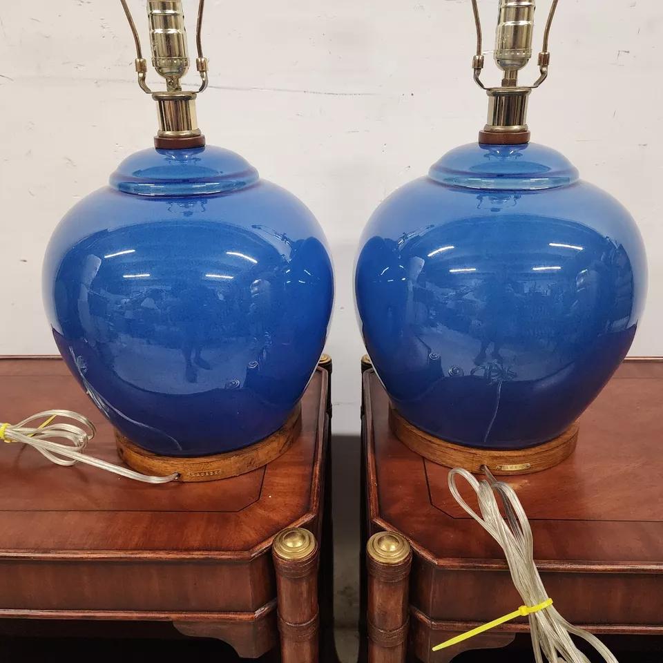 Ralph Lauren Table Lamps Ceramic Blue Pair 5