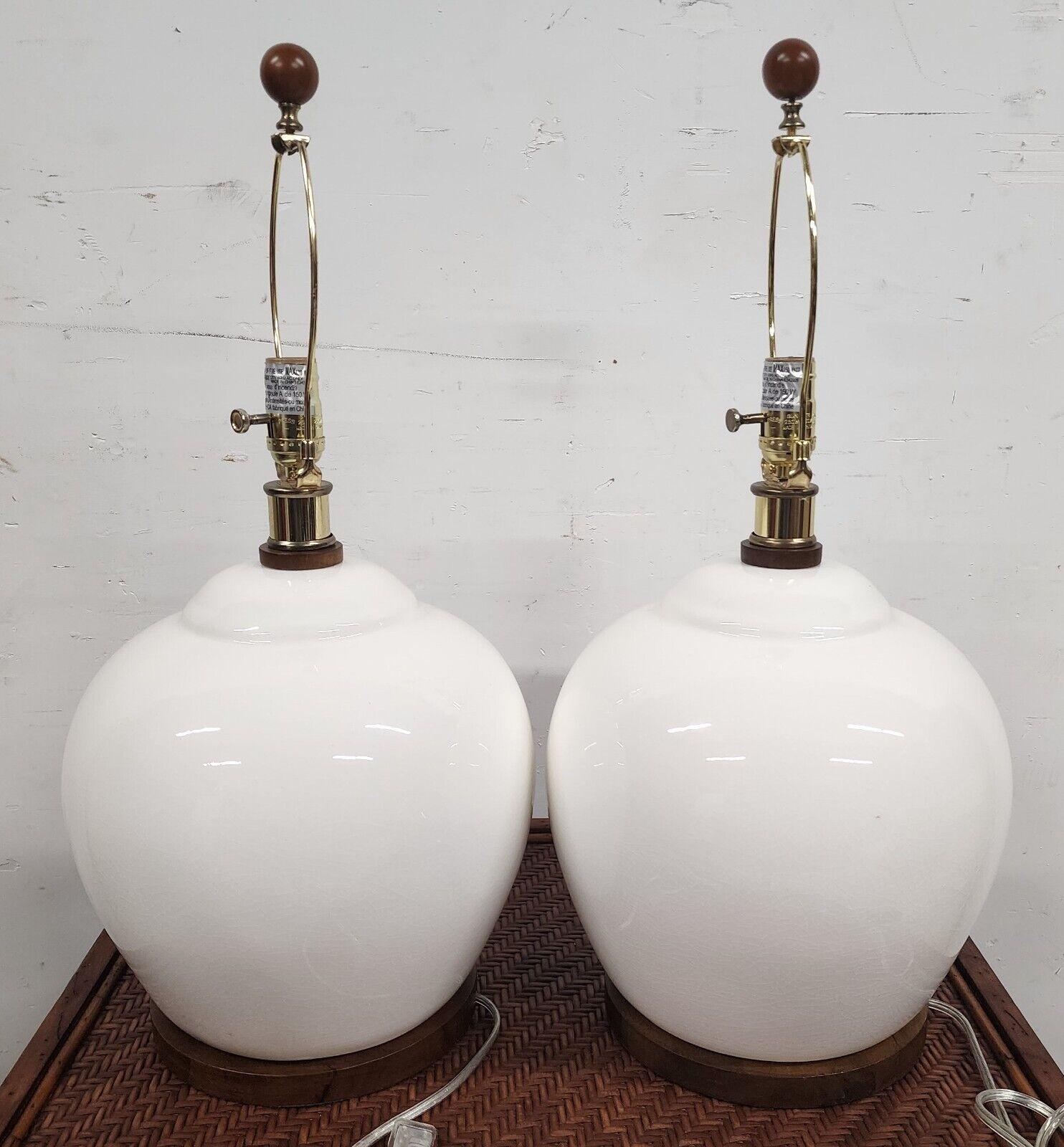 Ralph Lauren Table Lamps Ceramic White Signed - Pair In Good Condition For Sale In Lake Worth, FL